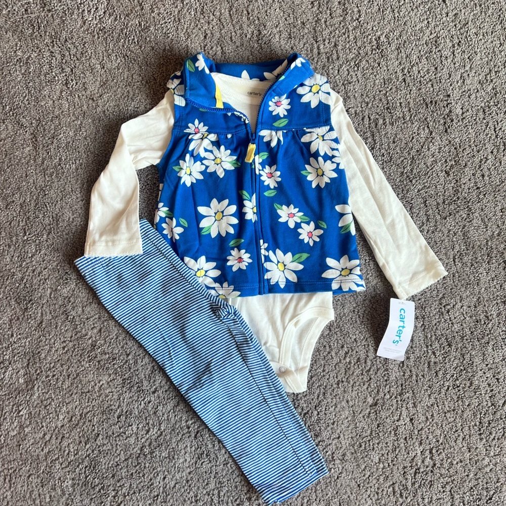 Carter's Blue Floral Vest Baby Set